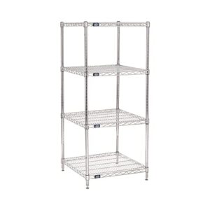 nexel 24" x 24" x 63", 4 tier adjustable wire shelving unit, nsf listed commercial storage rack, chrome finish, leveling feet
