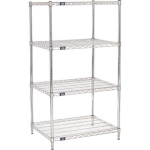 nexel 24" x 30" x 63", 4 tier adjustable wire shelving unit, nsf listed commercial storage rack, chrome finish, leveling feet