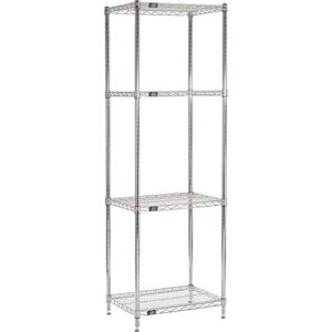 nexel 18" x 24" x 74", 4 tier adjustable wire shelving unit, nsf listed commercial storage rack, chrome finish, leveling feet