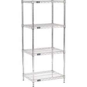 nexel 18" x 24" x 63", 4 tier adjustable wire shelving unit, nsf listed commercial storage rack, chrome finish, leveling feet