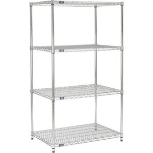 nexel 18" x 30" x 63", 4 tier adjustable wire shelving unit, nsf listed commercial storage rack, chrome finish, leveling feet