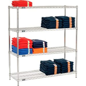 Nexel 18" x 48" x 63", 4 Tier Adjustable Wire Shelving Unit, NSF Listed Commercial Storage Rack, Chrome Finish, leveling feet