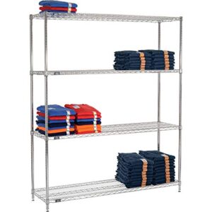 Wire Shelving Starter Unit, 4 Tier, Chrome