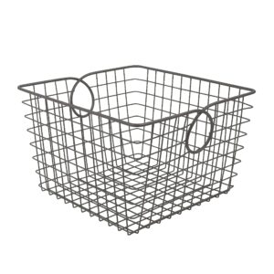 spectrum teardrop wire large basket (industrial gray) - storage bin & décor for bathroom, closet, pantry, under sink, toy, shelf, kitchen, & nursery organization