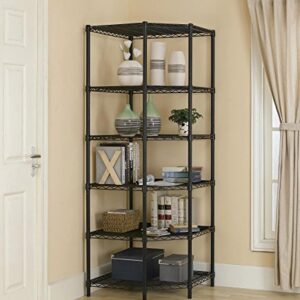 BestOffice New Heavy Duty Wire Steel 6-Tier Corner Shelf Garage Storage Shelving Rack C706