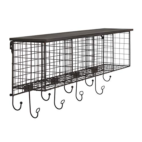 Linon AHWE12381 Lanette 4-Cubby Wall Shelf, 13" x 30" x 6.5", Black