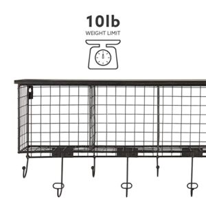 Linon AHWE12381 Lanette 4-Cubby Wall Shelf, 13" x 30" x 6.5", Black