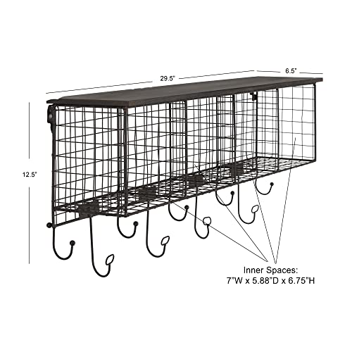 Linon AHWE12381 Lanette 4-Cubby Wall Shelf, 13" x 30" x 6.5", Black