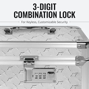 Vaultz Combination Lock Box - Secure Safe for Documents, Valuables, Medicine & Money - 10 x 7.25 x 7.75 Inch - Silver Treadplate