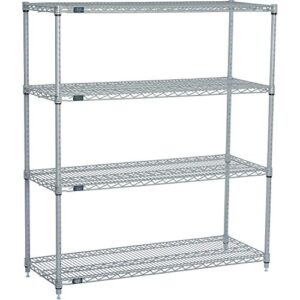 Nexel 18" x 30" x 86", 4 Tier, NSF Listed Adjustable Wire Shelving, Unit Commercial Storage Rack, Silver Epoxy, Leveling feet