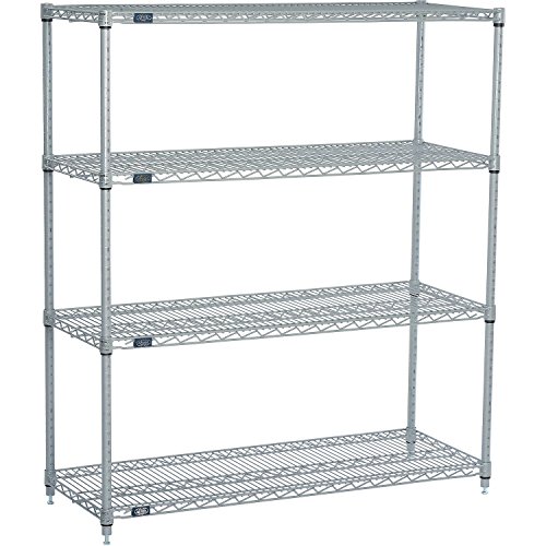 Nexel 18" x 30" x 86", 4 Tier, NSF Listed Adjustable Wire Shelving, Unit Commercial Storage Rack, Silver Epoxy, Leveling feet