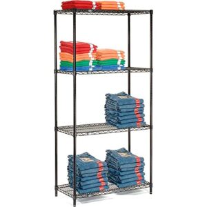 Nexel Adjustable Wire Shelving Unit, 4 Tier, NSF Listed Commercial Storage Rack, 18" x 36" x 63", Black Epoxy