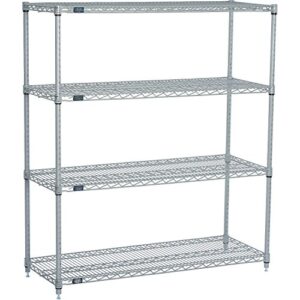 nexel adjustable wire shelving unit, 4 tier, nsf listed commercial storage rack, 24" x 36" x 63", silver epoxy