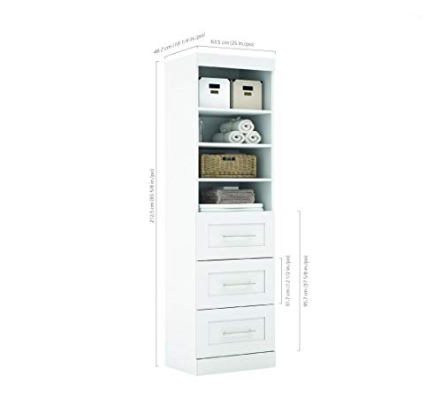 Bestar Pur 25W Storage Unit with 3 Drawers in white