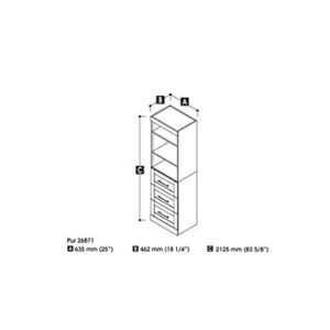 Bestar Pur 25W Storage Unit with 3 Drawers in white