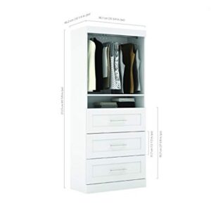 Bestar Pur Shelving Unit with 3 Drawers in White, 36W