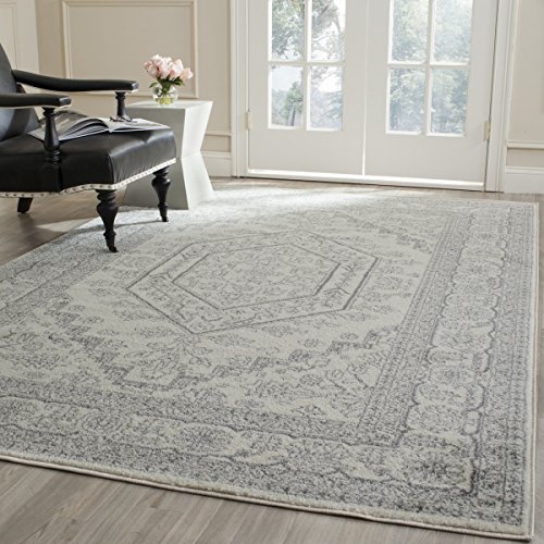 SAFAVIEH Adirondack Collection X-Large Area Rug - 11' x 15', Ivory & Silver, Oriental Medallion Design, Non-Shedding & Easy Care, Ideal for High Traffic Areas in Living Room, Bedroom (ADR108B)