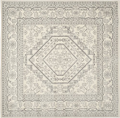 SAFAVIEH Adirondack Collection X-Large Area Rug - 11' x 15', Ivory & Silver, Oriental Medallion Design, Non-Shedding & Easy Care, Ideal for High Traffic Areas in Living Room, Bedroom (ADR108B)