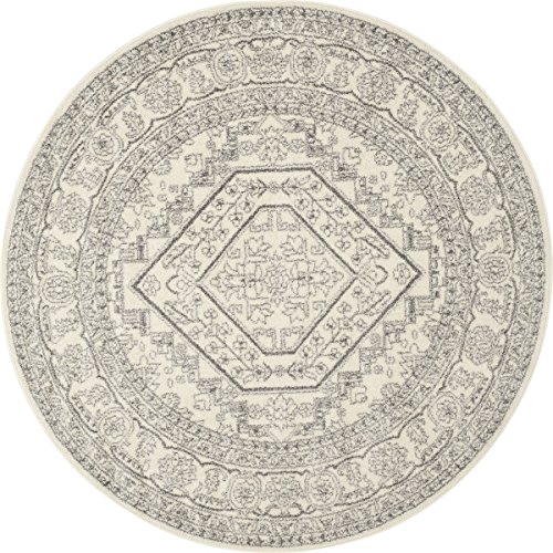 SAFAVIEH Adirondack Collection X-Large Area Rug - 11' x 15', Ivory & Silver, Oriental Medallion Design, Non-Shedding & Easy Care, Ideal for High Traffic Areas in Living Room, Bedroom (ADR108B)