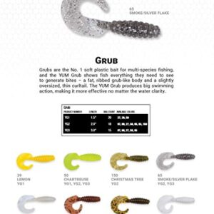 Yum Lures Grub Multi-Species Curly-Tail Swim-Bait Fishing Lure, White, 2" (18 Pack)