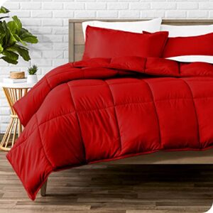 bare home comforter set - twin/twin extra long size - ultra-soft - goose down alternative - premium 1800 series - all season warmth (twin/twin xl, red)