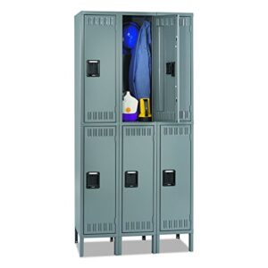 tennsco dts1218363mg double tier locker with legs, triple stack, 36w x 18d x 78h, medium gray