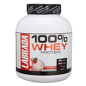 labrada nutrition 100% whey protein powder, strawberry, 4.13 lb