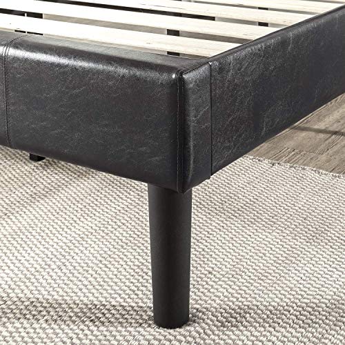 Zinus Gerard Faux Leather Upholstered Platform Bed Frame / Mattress Foundation / Wood Slat Support / No Box Spring Needed / Easy Assembly, King