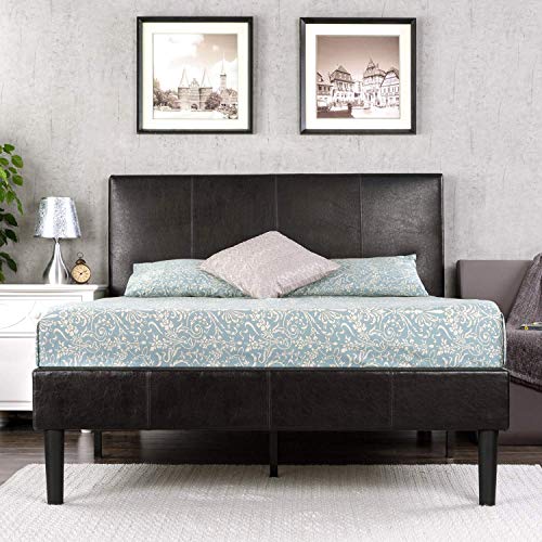 Zinus Gerard Faux Leather Upholstered Platform Bed Frame / Mattress Foundation / Wood Slat Support / No Box Spring Needed / Easy Assembly, King