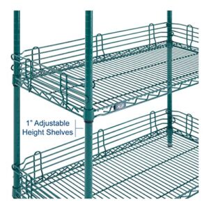 Nexel Poly-Green Adjustable Wire Shelving Unit, 4 Tier, Heavy Duty Commerical Storage Organizer Wire Rack, 18" x 60" x 74", Green