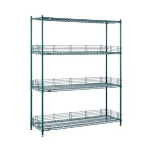 Nexel Poly-Green Adjustable Wire Shelving Unit, 4 Tier, Heavy Duty Commerical Storage Organizer Wire Rack, 18" x 60" x 74", Green