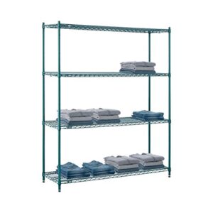 Nexel Poly-Green Adjustable Wire Shelving Unit, 4 Tier, Heavy Duty Commerical Storage Organizer Wire Rack, 18" x 60" x 74", Green