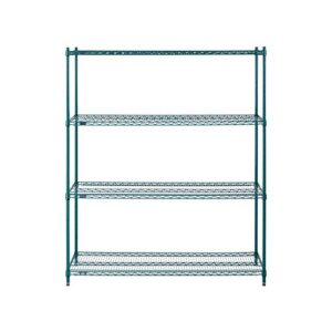 Nexel Poly-Green Adjustable Wire Shelving Unit, 4 Tier, Heavy Duty Commerical Storage Organizer Wire Rack, 18" x 60" x 74", Green