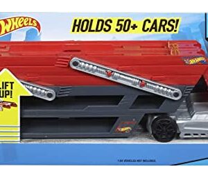 Hot Wheels Playset with Hw MEGA Hauler Toy Truck & 1:64 Scale Car, Stores 50+ Vehicles, Expands to 6 Levels