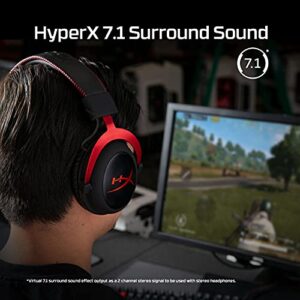 HyperX Cloud II - Gaming Headset, 7.1 Surround Sound, Memory Foam Ear Pads, Durable Aluminum Frame, Detachable Microphone, Works with PC, PS5, PS4, Xbox Series X|S, Xbox One – Red