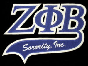 zeta phi beta sorority letters swoosh logo 5.5 inches emblem patch