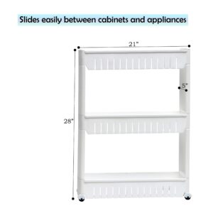 28" Slim Slide Out Storage Tower for Laundry, Bathroom, or Kitchen By Trademark Innovations