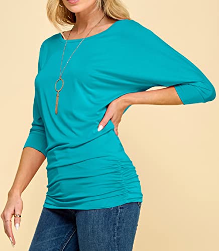 Made By Johnny MBJ WT822 Womens 3/4 Sleeve with Drape Top XXL Jade