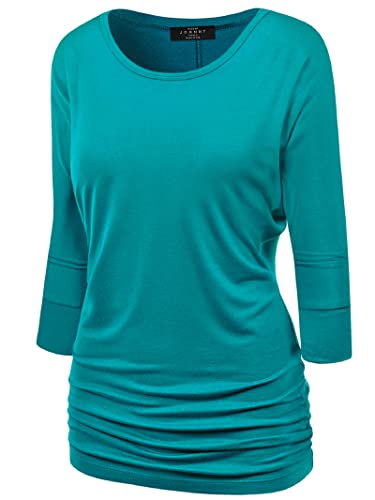 Made By Johnny MBJ WT822 Womens 3/4 Sleeve with Drape Top XXL Jade