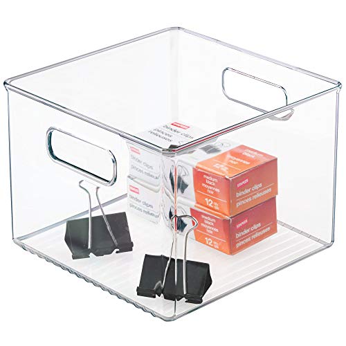 iDesign Kitchen Binz BPA-Free Plastic Deep Stackable Organizer with Handles - 8" x 8" x 6", Clear (Pack of 2)