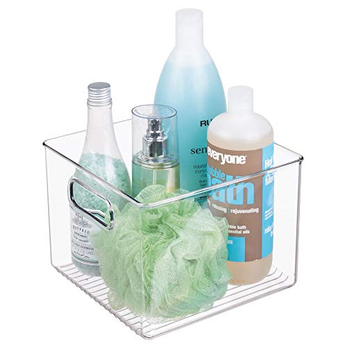 iDesign Kitchen Binz BPA-Free Plastic Deep Stackable Organizer with Handles - 8" x 8" x 6", Clear (Pack of 2)