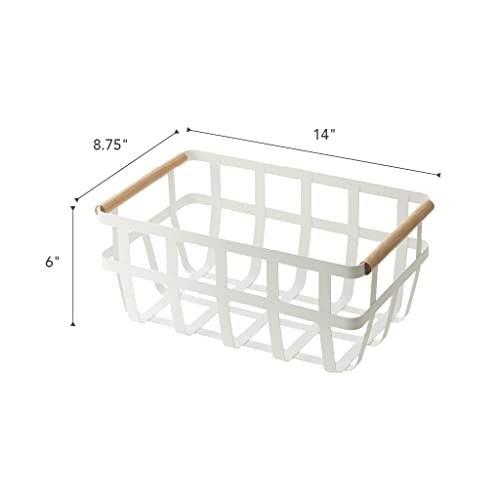 YAMAZAKI home 2507 Storage Basket-Dual Handle Organizer, One Size, White