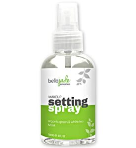 face setting spray for makeup long lasting mist: hydrating dewey finishing spray for makeup + organic green tea & msm for all skin types, oily skin – makeup setting spray for face 4 oz. by bella jade (1-pack)