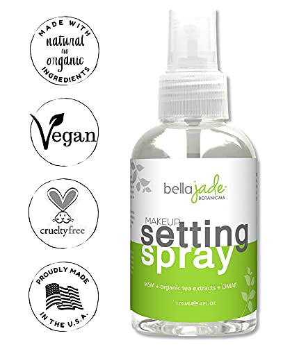 Face Setting Spray for Makeup Long Lasting Mist: Hydrating Dewey Finishing Spray for Makeup + Organic Green Tea & MSM for All Skin Types, Oily skin – Makeup Setting Spray for Face 4 oz. by Bella Jade (1-Pack)