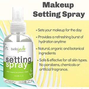 Face Setting Spray for Makeup Long Lasting Mist: Hydrating Dewey Finishing Spray for Makeup + Organic Green Tea & MSM for All Skin Types, Oily skin – Makeup Setting Spray for Face 4 oz. by Bella Jade (1-Pack)