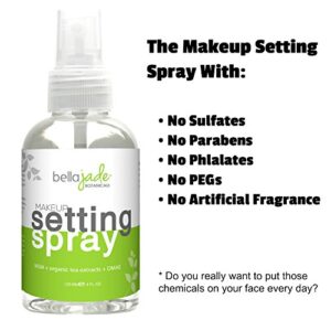 Face Setting Spray for Makeup Long Lasting Mist: Hydrating Dewey Finishing Spray for Makeup + Organic Green Tea & MSM for All Skin Types, Oily skin – Makeup Setting Spray for Face 4 oz. by Bella Jade (1-Pack)