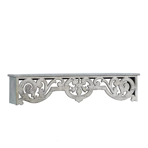 Deco 79 Wood Floral 1 Shelf Wall Shelf, 48" x 8" x 10", White