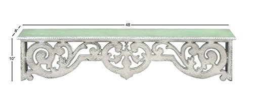 Deco 79 Wood Floral 1 Shelf Wall Shelf, 48" x 8" x 10", White