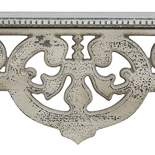 Deco 79 Wood Floral 1 Shelf Wall Shelf, 48" x 8" x 10", White