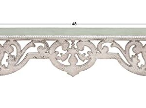 Deco 79 Wood Floral 1 Shelf Wall Shelf, 48" x 8" x 10", White